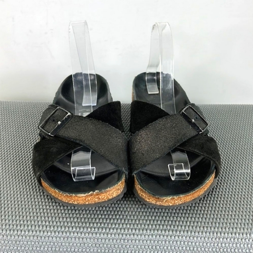 Birkenstock black metallic leather Siena Exquisite slip on sandals women’s 10